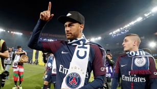 Neymar celebra el título de Liga del París Saint-Germain