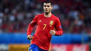 Morata en un partido con la selección española