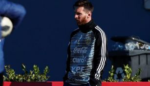 Messi en el entrenamiento de Argentina