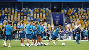 Jugadores del Real Madrid en entrenamiento previo a la Final de Champions 