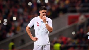 André Silva se lamenta durante el juego de Portugal contra Túnez