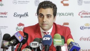 Leaño en conferencia de prensa con Necaxa 