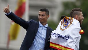 Cristiano Ronaldo, en los festejos del Real Madrid por la Champions