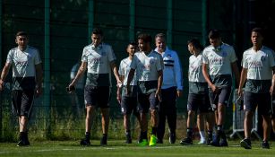 Jugadores de la Selección Mexicana, durante una práctica en Copenhague