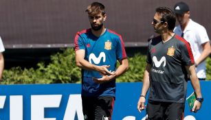 Piqué, durante un entrenamiento con la Selección de España