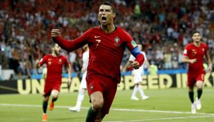 Cristiano Ronaldo festeja su gol contra España en Rusia 2018