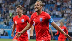 Kane celebra un tanto contra Túnez en Rusia 