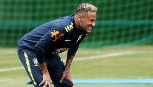 Neymar, en la práctica de Brasil en Sochi, Rusia