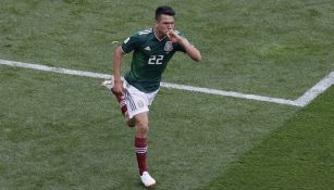 Lozano celebra gol contra Alemania 