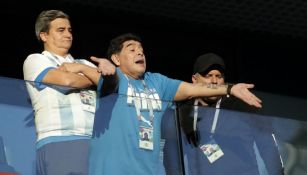Maradona, en el juego entre Argentina y Nigeria en Rusia 2018