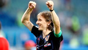 Luka Modric celebra el triunfo de Croacia en Semifinales de Rusia 2018