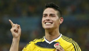 James Rodríguez, celebra un gol con la Selección de Colombia