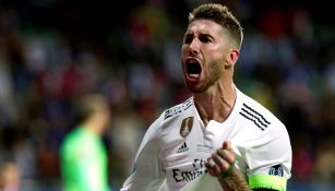Sergio Ramos festeja un gol contra Real Madrid