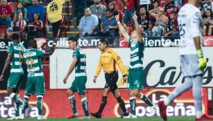 Furch celebra con alegría su gol frente a los Xolos