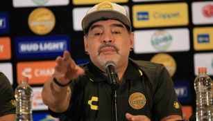 Armando Maradona, durante su presentación con Dorados