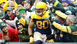 Jimmy Graham celebra su touchdown con la afición