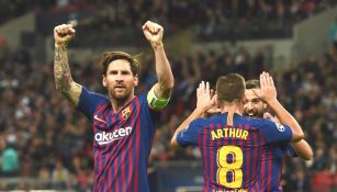 Lionel Messi celebra una anotación frente al Tottenham