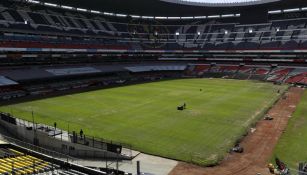 Cancha del Estadio Azteca tras los conciertos de Shakira