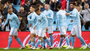 Aspas celebra una de sus anotaciones frente al Eibar 