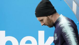 Mesis en un entrenamiento con el Barcelona 