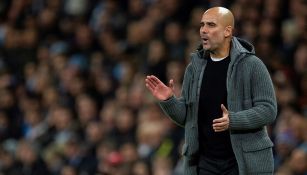 Pep Guardiola durante el partido del Manchester City