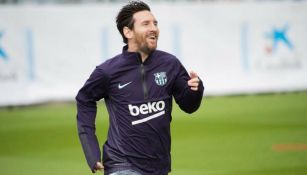 Messi entrenando con el Barcelona 