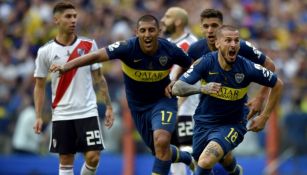 Benedetto festeja en la Final de Ida de la Copa Libertadores