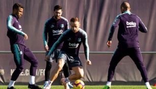 Jugadores del Barcelona, en un entrenamiento 