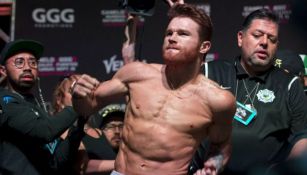 Canelo durante el pesaje para duelo contra GGG 