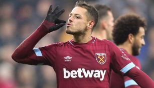 Hernández celebra un anotación con el West Ham 