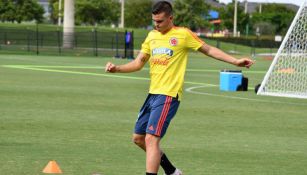 Benedetti, en un entrenamiento con Colombia