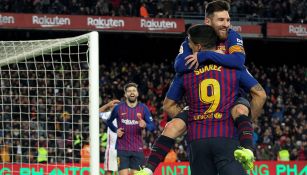 Messi festeja gol con Bracelona en Copa del Rey 