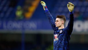 Kepa en calentamiento previo a un juego del Chelsea 