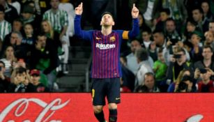 Messi festeja una anotación contra el Betis en La Liga