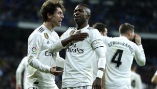 Vinicius festeja gol con el Real Madrid 