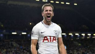 Harry Kane celebra una diana con el Tottenham