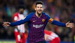 Messi celebra su golazo en juego contra Atlético de Madrid 