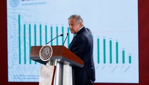 López Obrador explica una gráfica en conferencia de prensa
