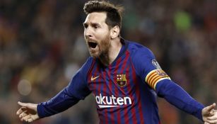 Lionel Messi festeja gol con Barcelona