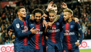 Jugadores del PSG, en festejo durante un partido