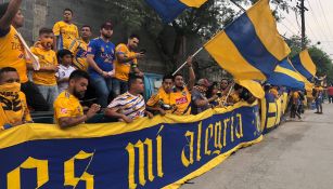 Aficionados de Tigres agitan banderas en apoyo a los Felinos