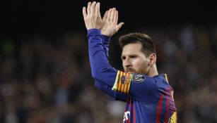 Leo Messi celebra una anotación ante el Liverpool 