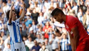 Rubén Pardo celebra su gol ante el Real Madrid