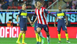 Pulido celebra un gol ante Boca Jrs en el Akron 