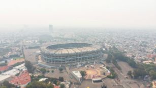 Estadio Azteca desde las alturas en plena contingencia 