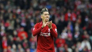 Firmino festeja en un partido de Champions