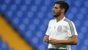 Carlos Vela durante un entrenamiento del Tri