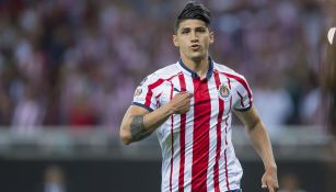 Alan Pulido celebra un gol con Chivas