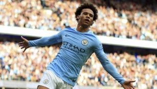 Leroy Sané festeja anotación con el Manchester City 