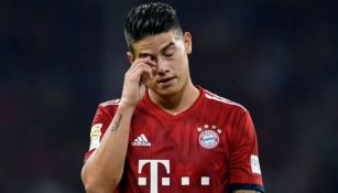 James Rodríguez en lamento durante un juego con el Bayern 